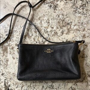 Coach Pebbled Black Leather Crossbody Bag